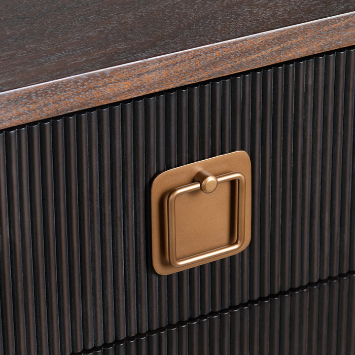 Transitional Fluted Black Drawer Chest