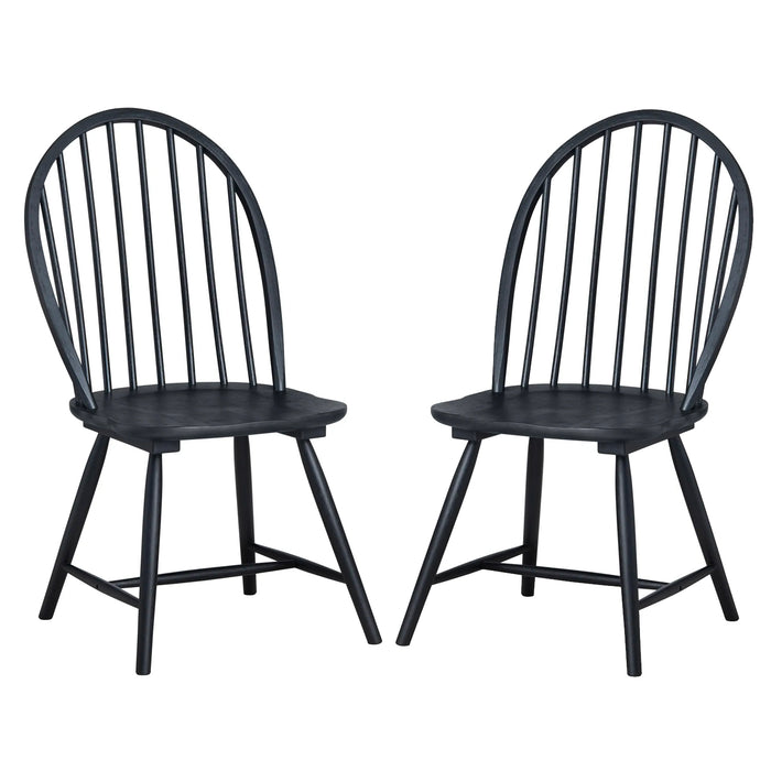 Black Slat Back Dining Chair - Pair