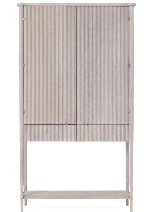 Bleached Oak Ribbed Hutch Cabinet