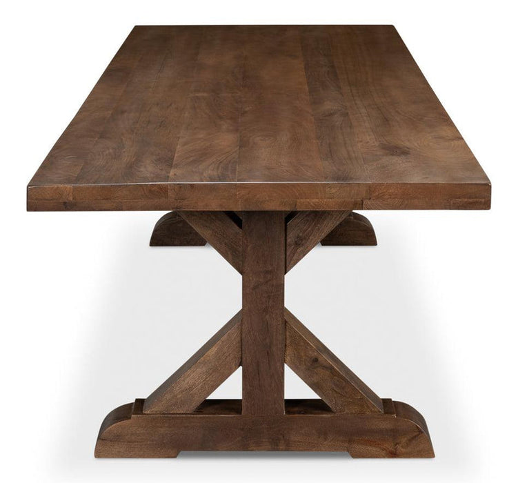 Brown Farmhouse Trestle Dining Table