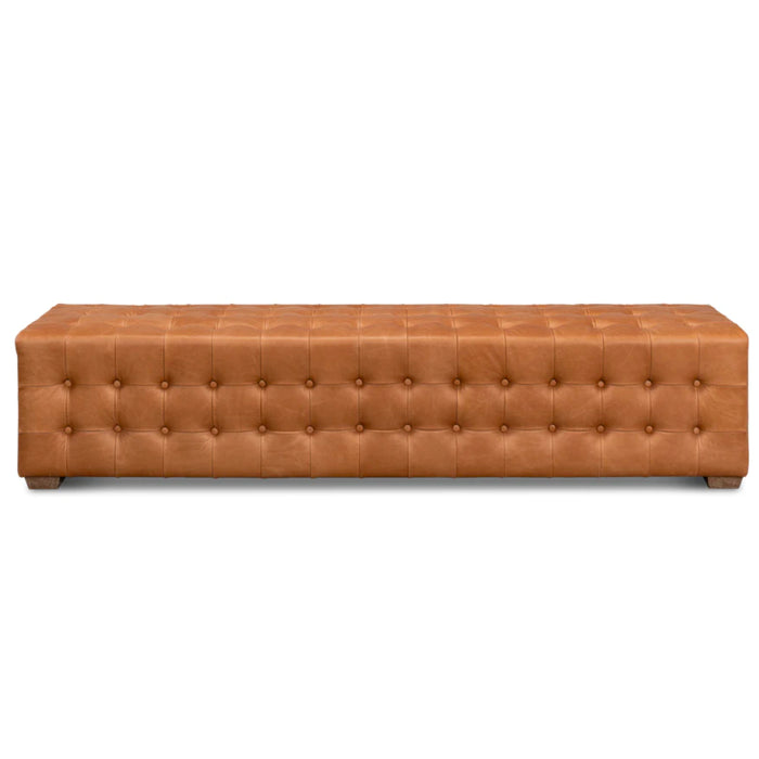 Saddle Brown Leather Tufted Ottoman