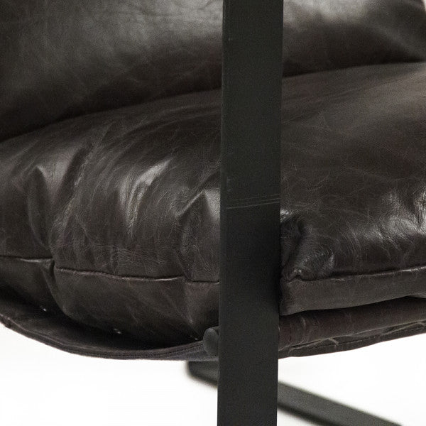 Modern Black Leather Sling Chair