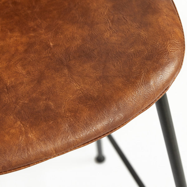 Industrial Scoop Leather Bar Stool