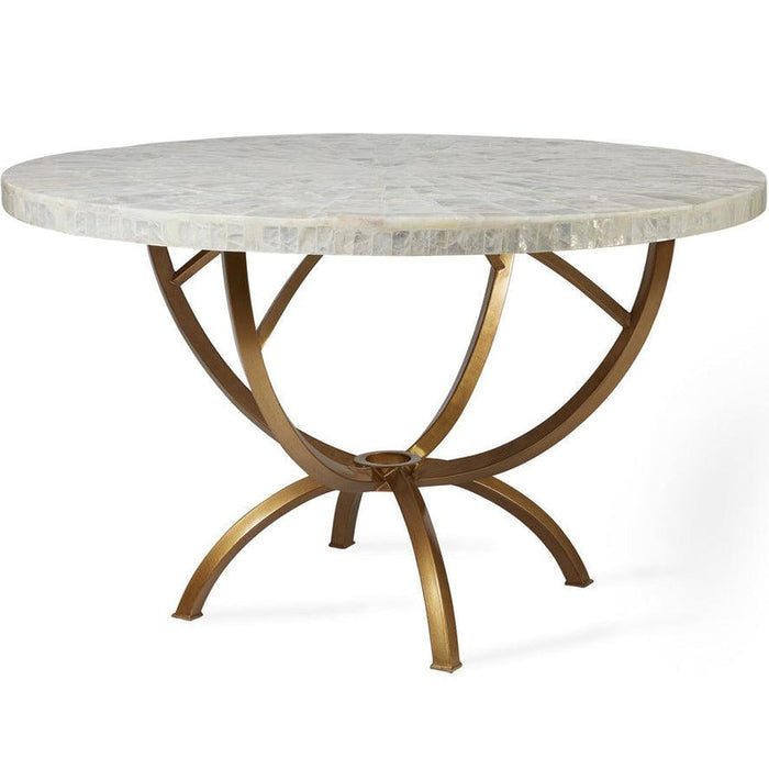 Contemporary Gold Metal Base Dining Table