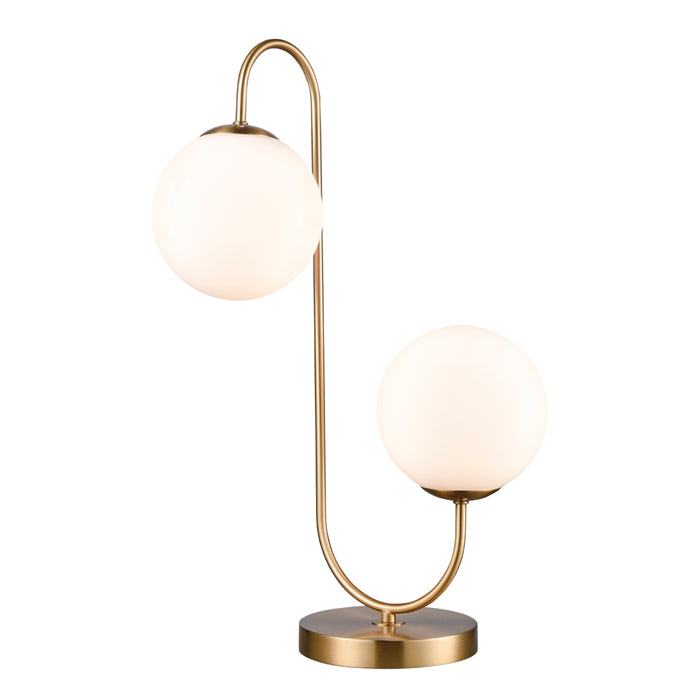 2-Light Brass U-Shape Table Lamp