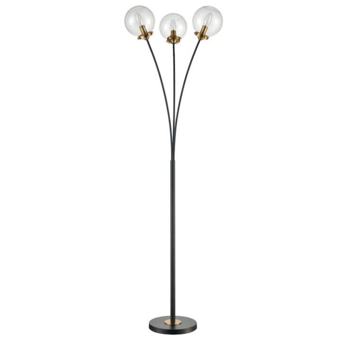 Midcentury Modern Black Glass Globes Floor Lamp