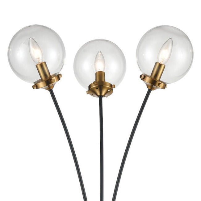 Midcentury Modern Black Glass Globes Floor Lamp