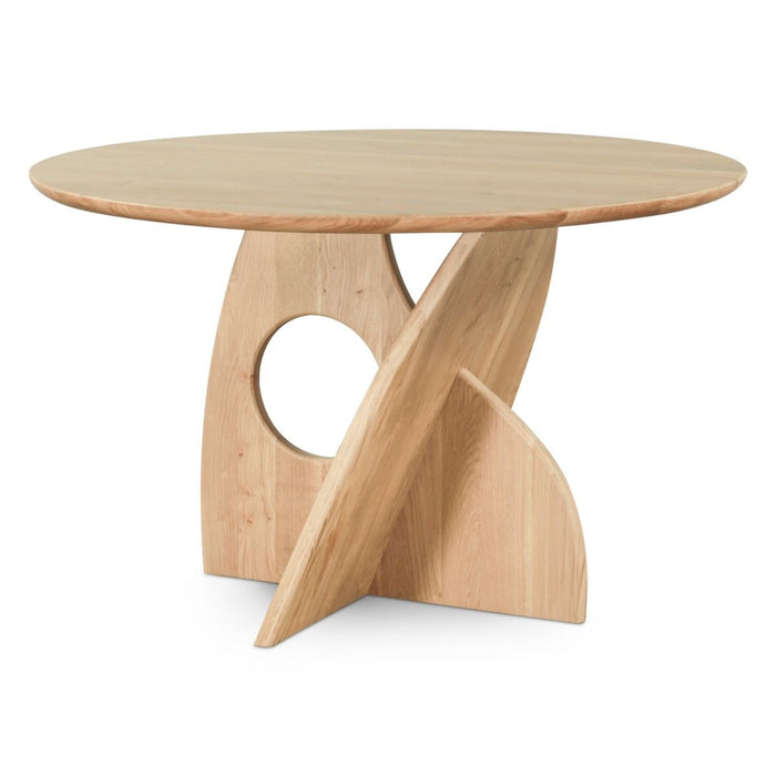 Natural Modern Round Dining Table in Natural Oak