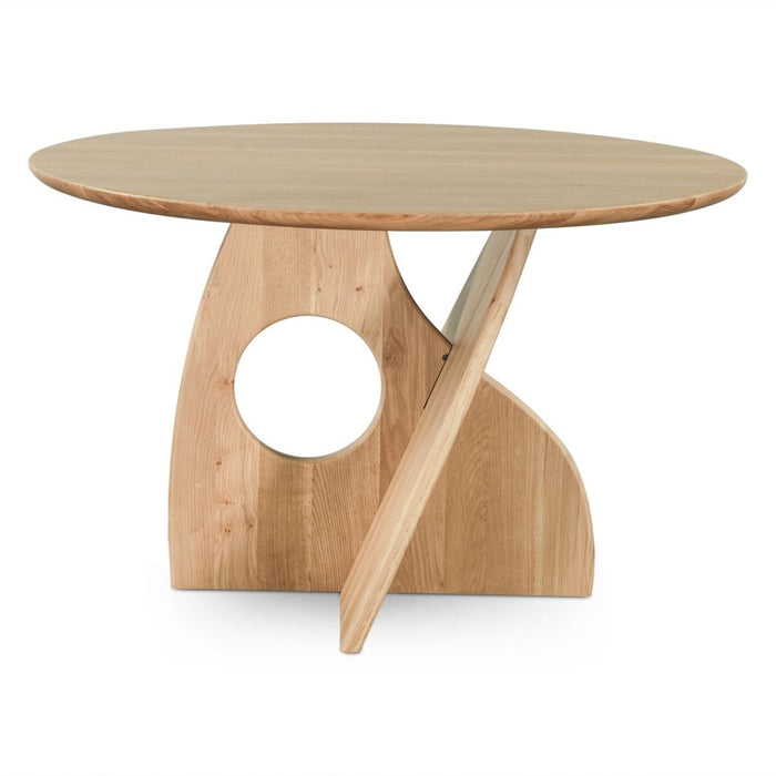 Natural Modern Round Dining Table in Natural Oak