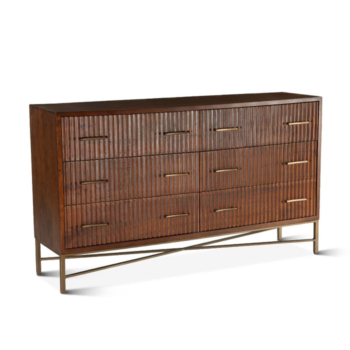 6-Drawer Honey Brown Dresser