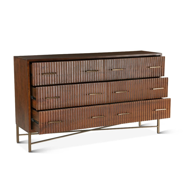 6-Drawer Honey Brown Dresser