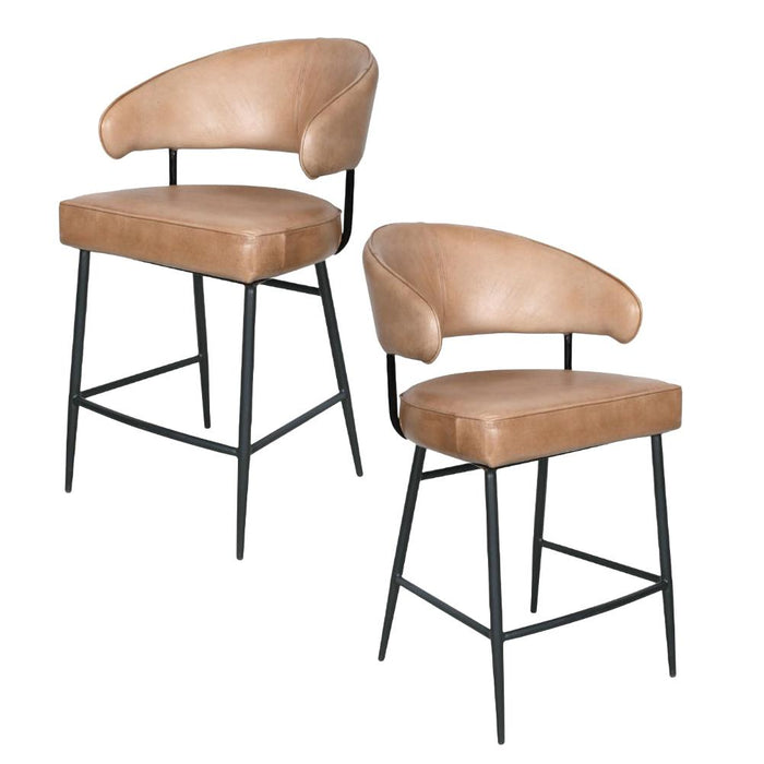 Modern Curved Back Leather Counter Stool