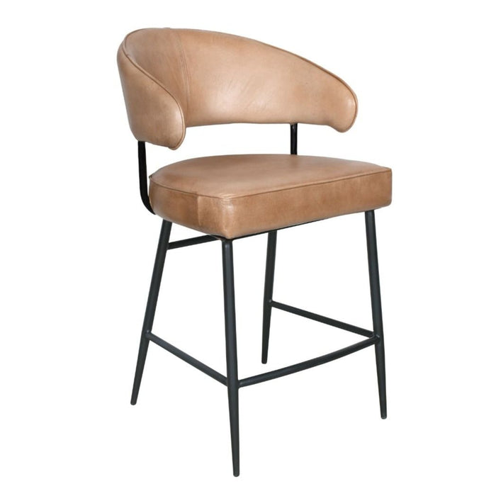 Modern Curved Back Leather Counter Stool