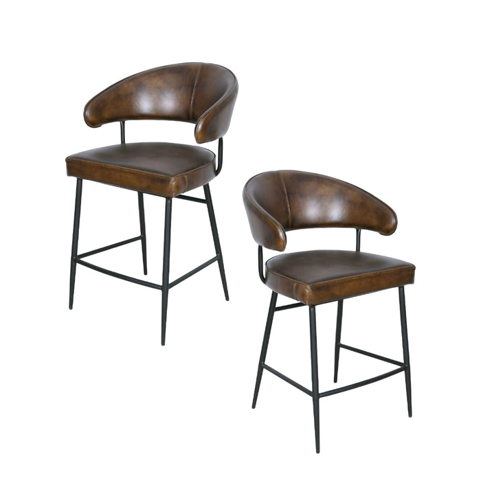 Modern Curved Back Leather Counter Stool