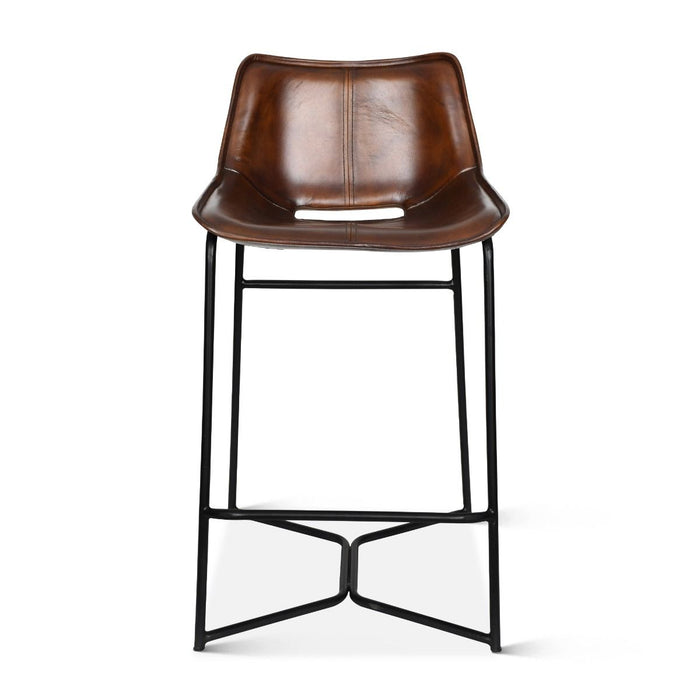 Mid-Century Chestnut Open Back Counter Stool