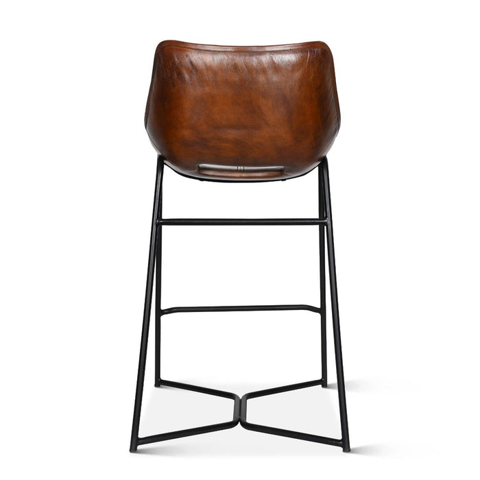 Mid-Century Chestnut Open Back Counter Stool