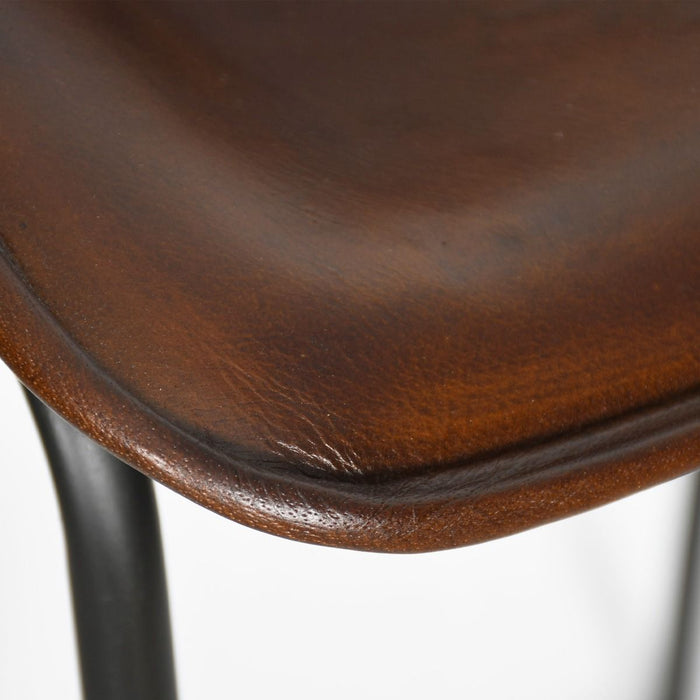 Mid-Century Chestnut Open Back Counter Stool