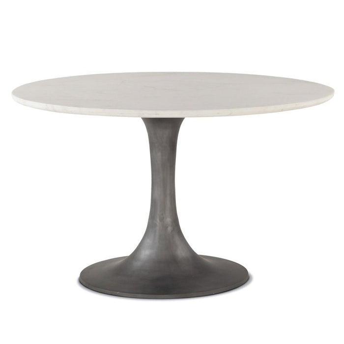 Mid-Century White Silver Round Dining Table