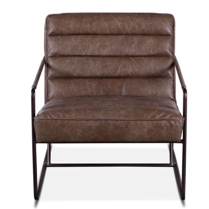 London Gray Leather and Metal Armchair