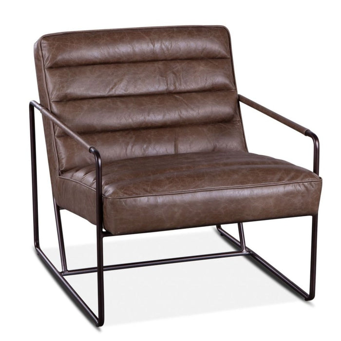 London Gray Leather and Metal Armchair