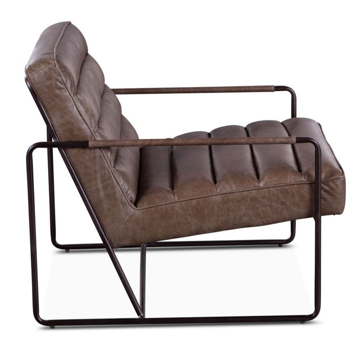 London Gray Leather and Metal Armchair