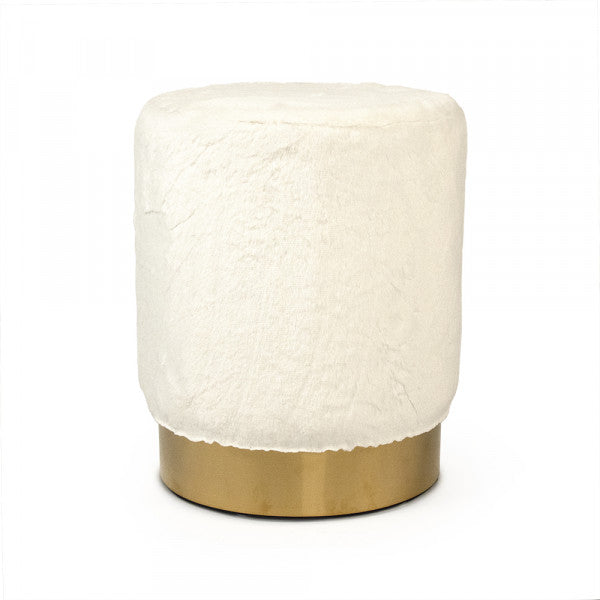 White Faux Fur Stool