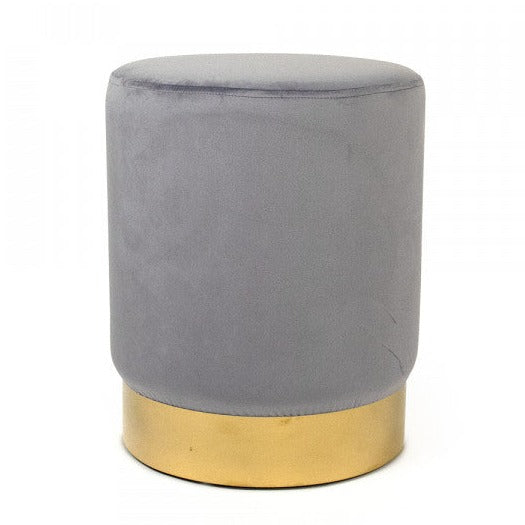 Gray Blue Velvet Stool