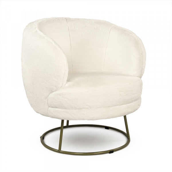 White Faux Fur Tub Chair