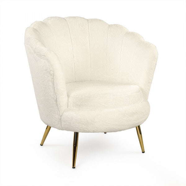 Ruffle Top Faux Fur Tufted Tub Chair