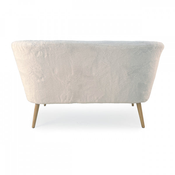 Moda White Faux Fur Settee