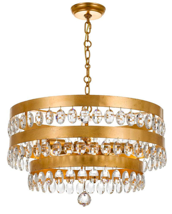 Gold Cylindrical Glass Drop Chandelier