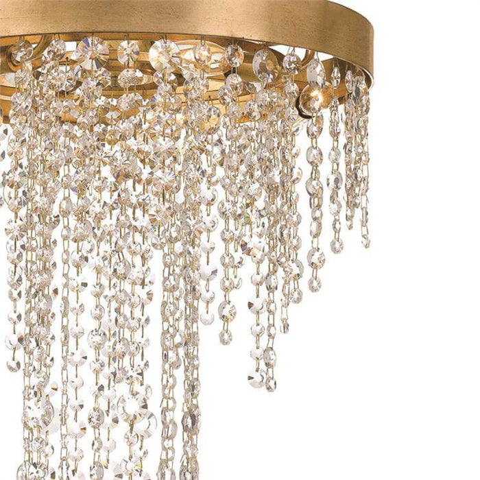 Gold Round Crystal Rainfall Chandelier