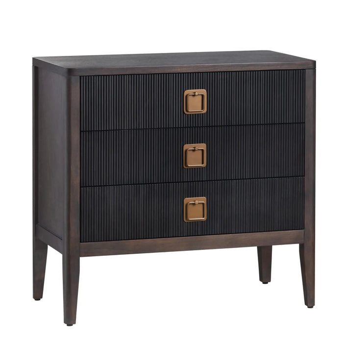 Transitional Fluted Black Drawer Chest