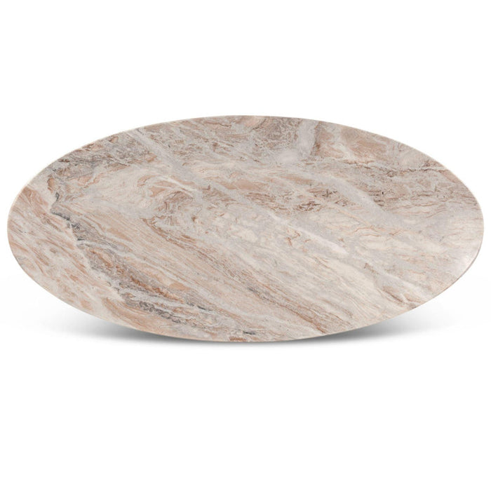 Golden Starburst Oval Marble Dining Table