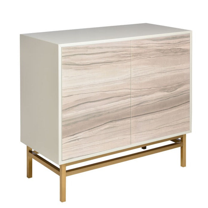 Cream Abstract Design Side Cabinet 2-Door