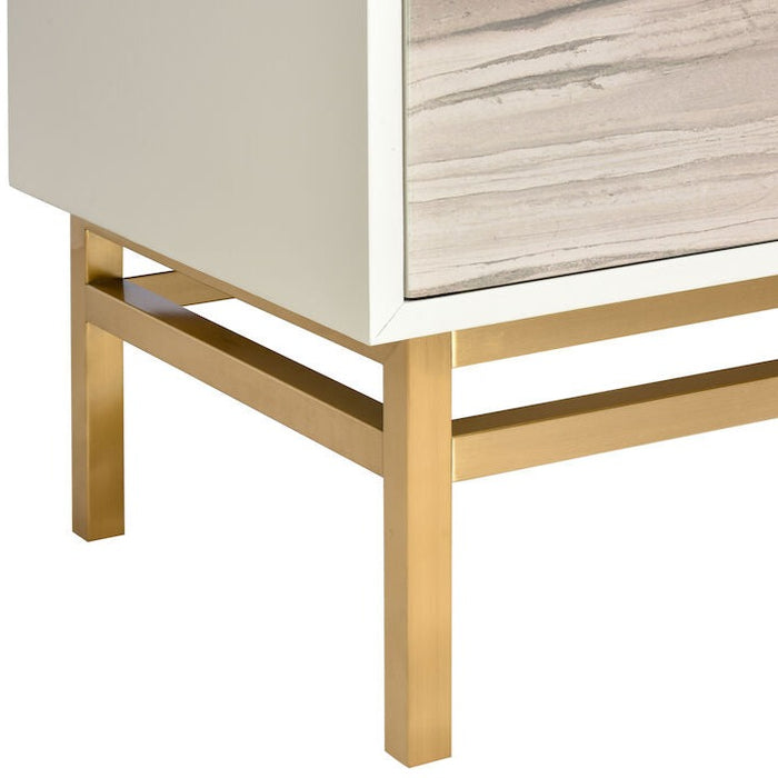 Cream Abstract Design Side Cabinet 2-Door