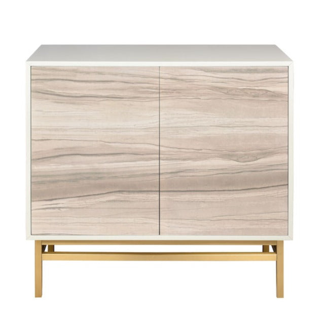 Cream Abstract Design Side Cabinet 2-Door