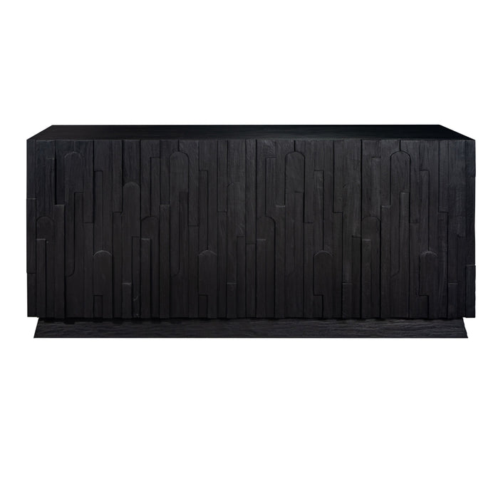 4-Door Deep Black Sculptural Sideboard