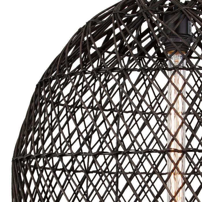 Oversized Black Rattan Pendant