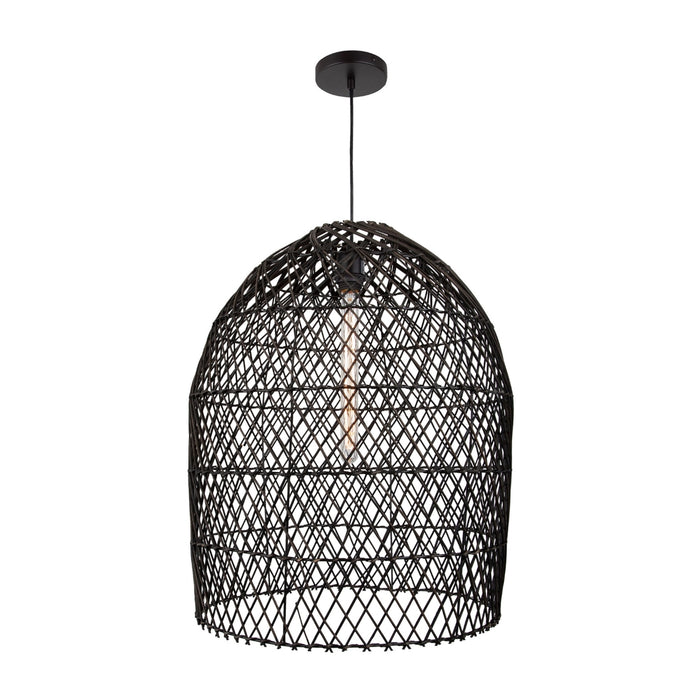 Oversized Black Rattan Pendant