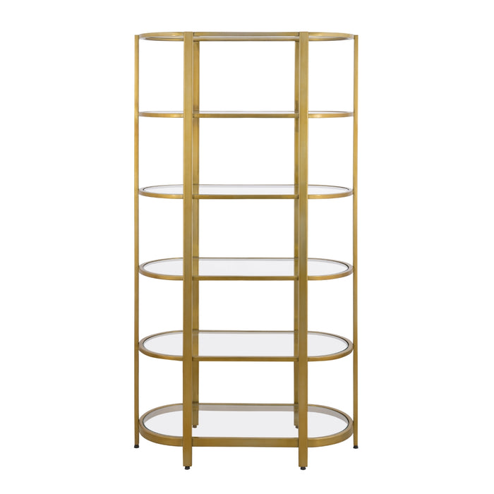 6-Layer Oval Brass Bookshelf