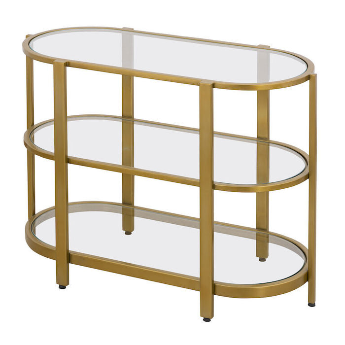 Gold Oval Glasstop Console Table