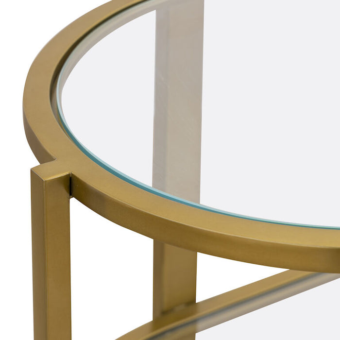 Gold Oval Glasstop Console Table