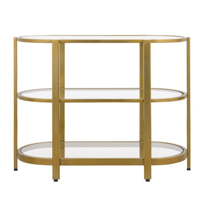 Gold Oval Glasstop Console Table