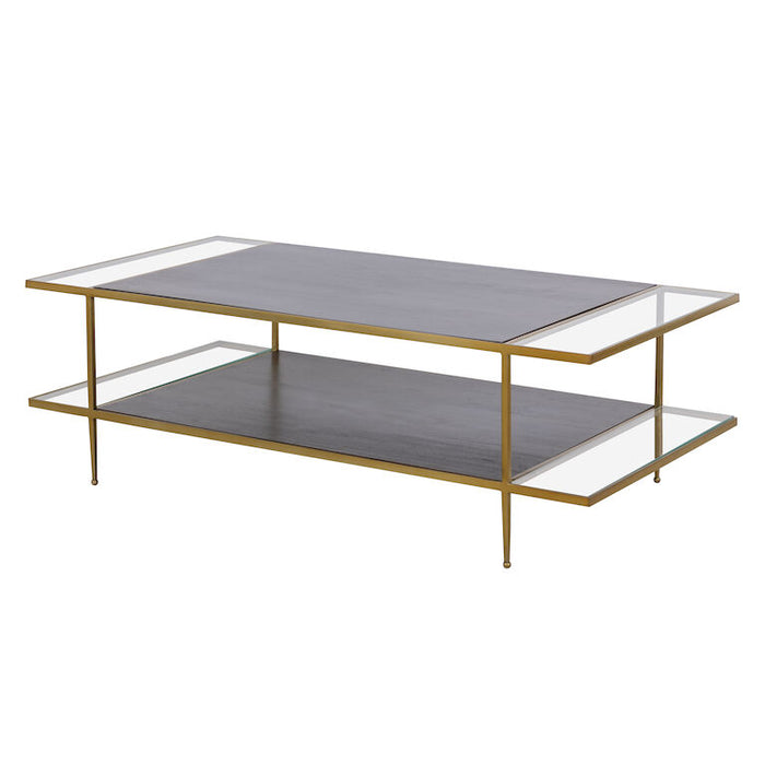 Two-tier Brass Tone Coffee Table