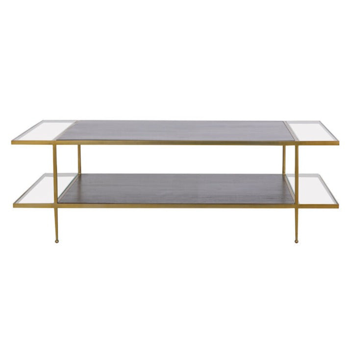 Two-tier Brass Tone Coffee Table