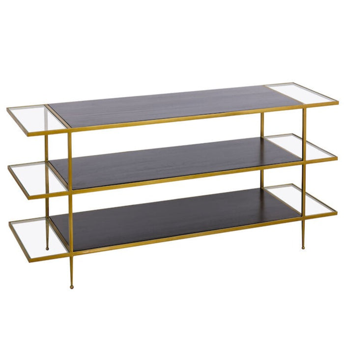 Three-tier Brass Tone Console Table