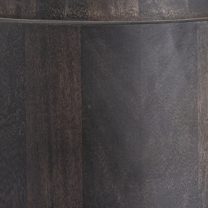 Cylindrical Blackwash Wood Accent Table