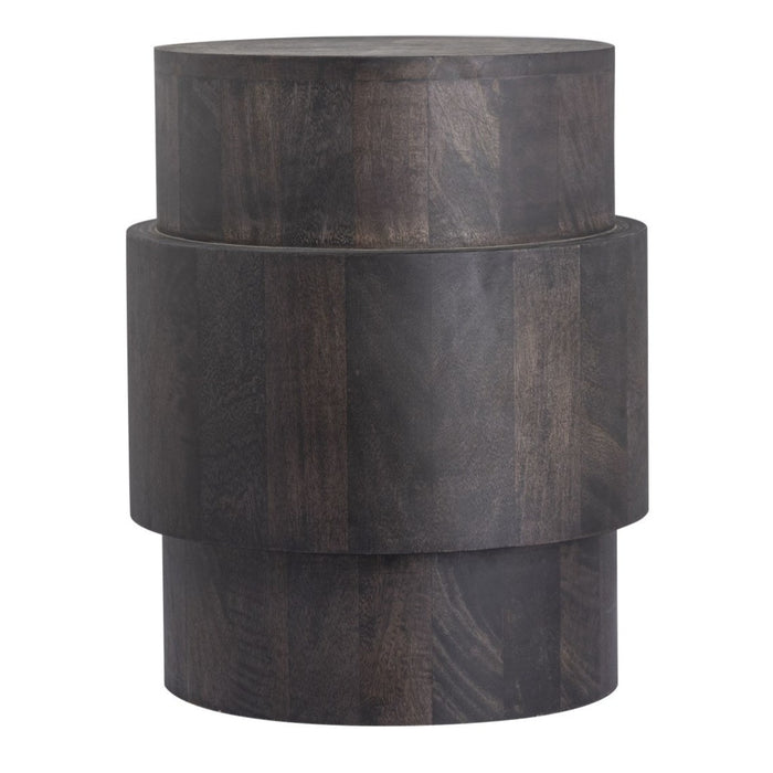 Cylindrical Blackwash Wood Accent Table