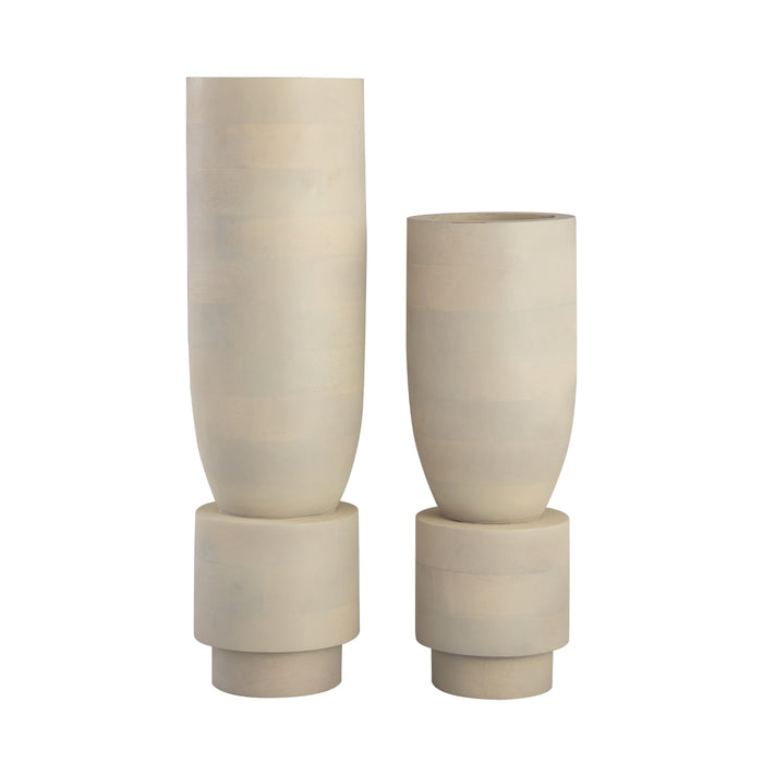 White Washed Mango Wood Vase